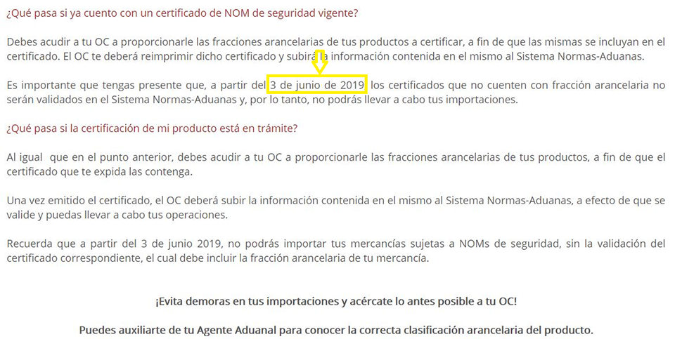 メキシコの国家貿易情報サービス(SNICE)より、2019年6月日以降